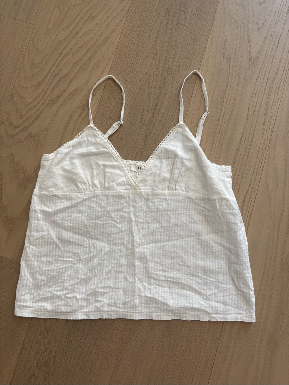 Classic White Lace-Trim Spaghetti Cami Tank